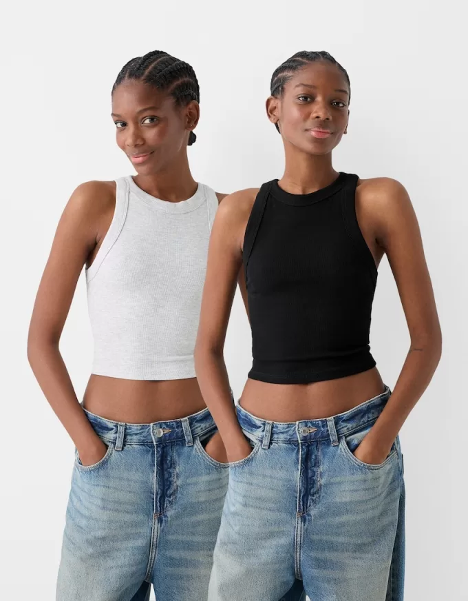 2-pack of sleeveless ribbed T-shirts 2-pack of sleeveless ribbed T-shirts