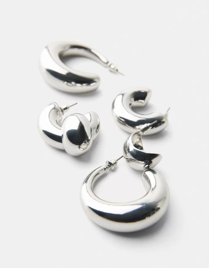 3-pack of chunky hoop earrings 3-pack of chunky hoop earrings