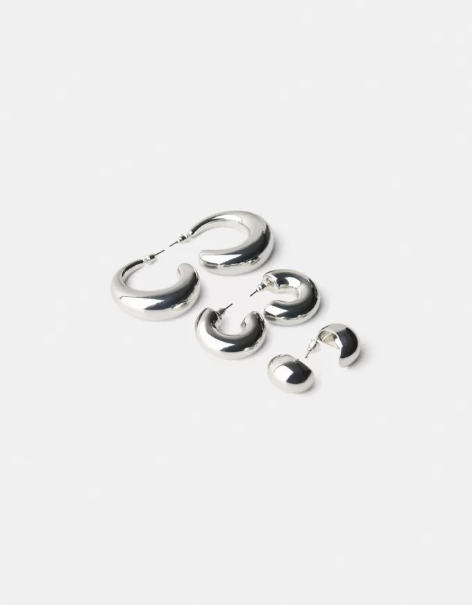 3-pack of chunky hoop earrings 3-pack of chunky hoop earrings