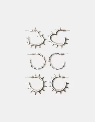 3-pack of grunge hoop earrings