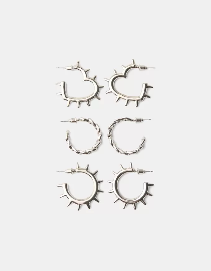3-pack of grunge hoop earrings 3-pack of grunge hoop earrings