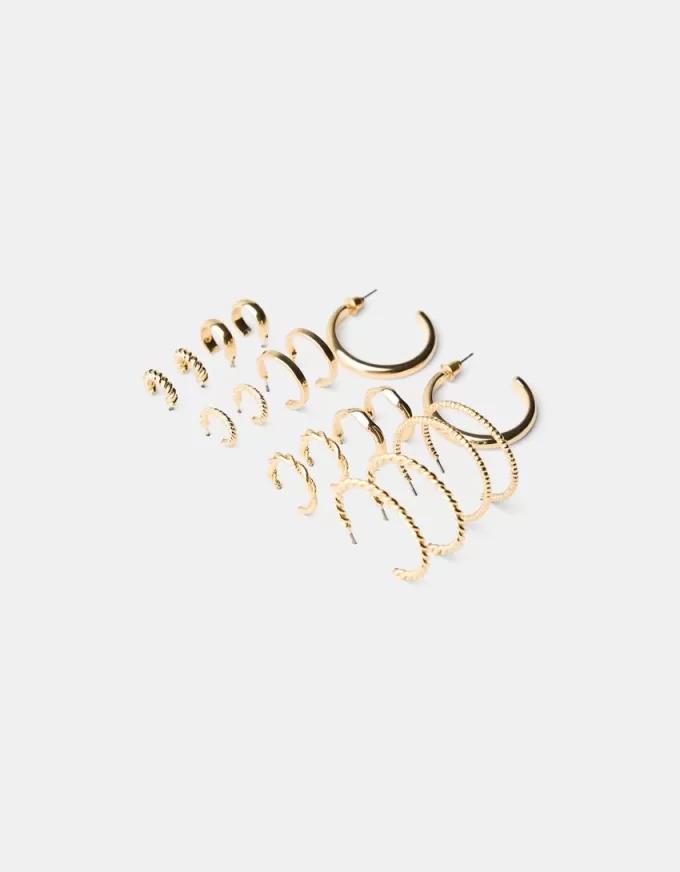 9-pack of textured earrings 9-pack of textured earrings