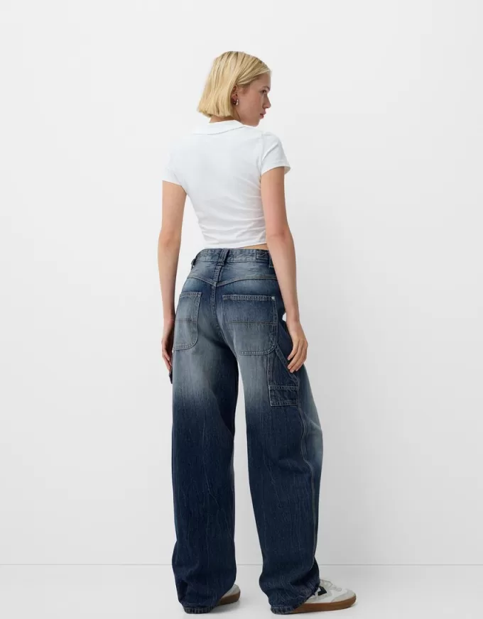 Adjustable balloon fit carpenter jeans