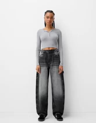 Adjustable balloon fit carpenter jeans