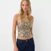 Animal print leather effect corsetry-inspired top Animal print leather effect corsetry-inspired top