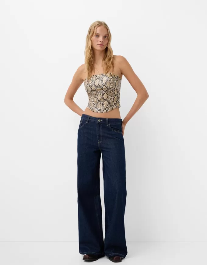 Animal print leather effect corsetry-inspired top Animal print leather effect corsetry-inspired top