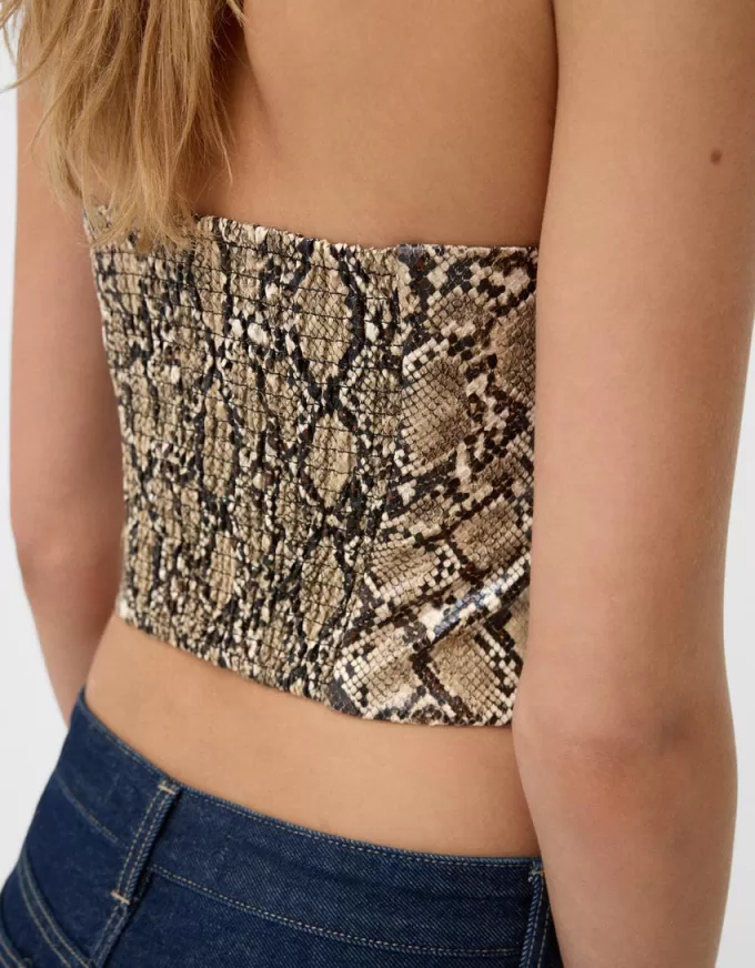 Animal print leather effect corsetry-inspired top Animal print leather effect corsetry-inspired top