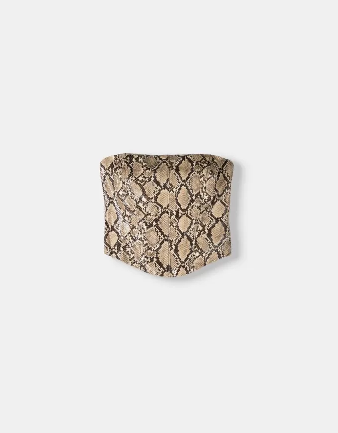 Animal print leather effect corsetry-inspired top Animal print leather effect corsetry-inspired top