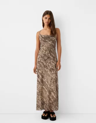 Animal print maxi chiffon dress