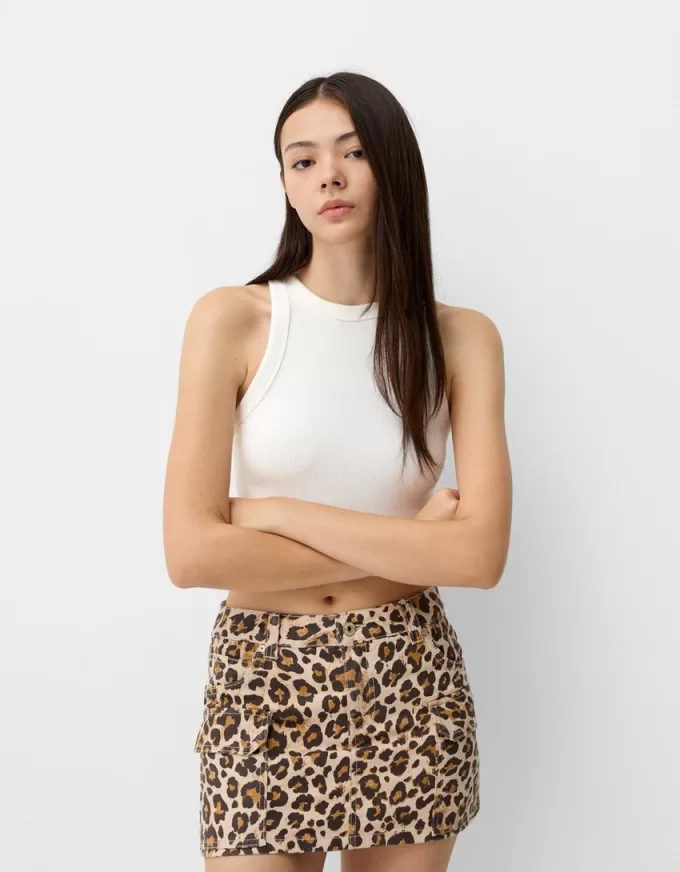 Animal print mini skirt