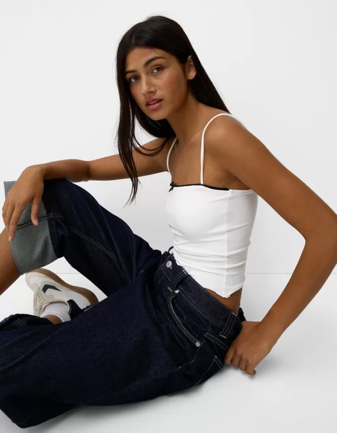 Animal print strappy top with bow detail Animal print strappy top with bow detail