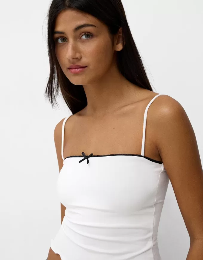 Animal print strappy top with bow detail Animal print strappy top with bow detail