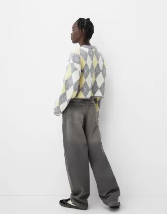 Argyle jacquard sweater