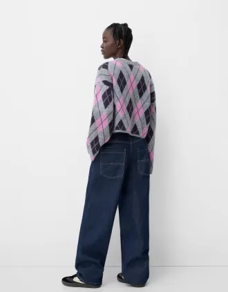 Argyle jacquard sweater