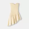 Asymmetric dress with shirred elastic detail Asymmetric dress with shirred elastic detail