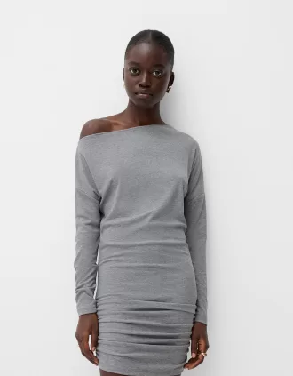 Asymmetric long sleeve dress