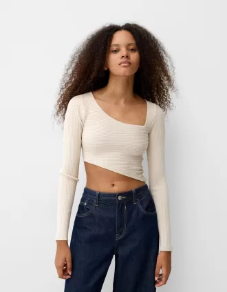 Asymmetric ribbed sweater