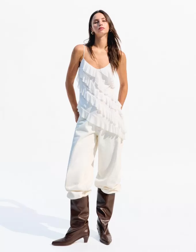 BERSHKA SERIES asymmetric ruffled top BERSHKA SERIES asymmetric ruffled top