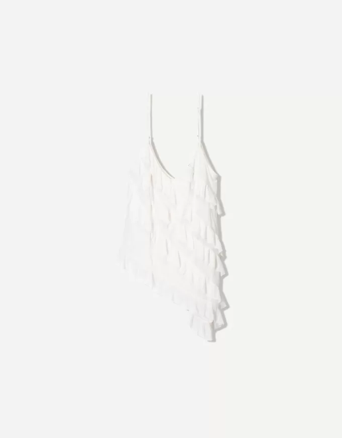 BERSHKA SERIES asymmetric ruffled top BERSHKA SERIES asymmetric ruffled top