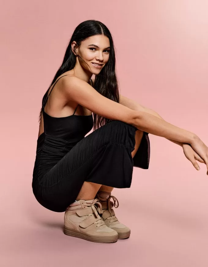 BERSHKA SERIES gathered midi dress