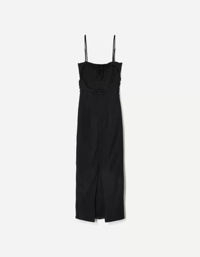 BERSHKA SERIES gathered midi dress