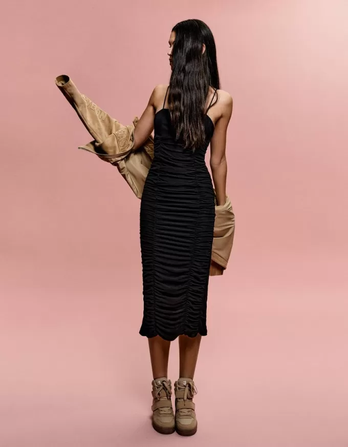 BERSHKA SERIES gathered midi dress