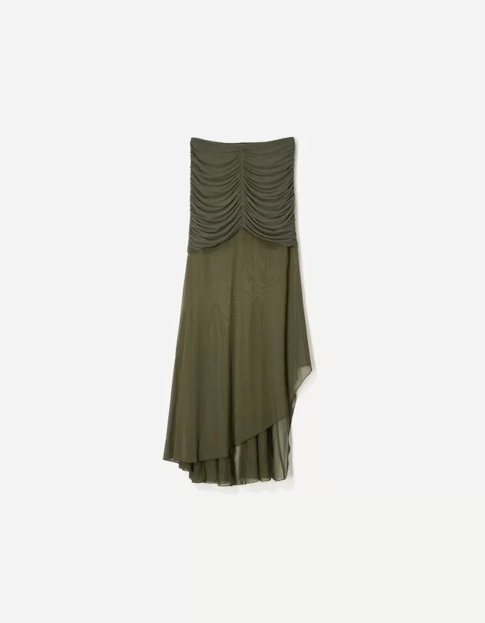 BERSHKA SERIES gathered tulle midi skirt BERSHKA SERIES gathered tulle midi skirt