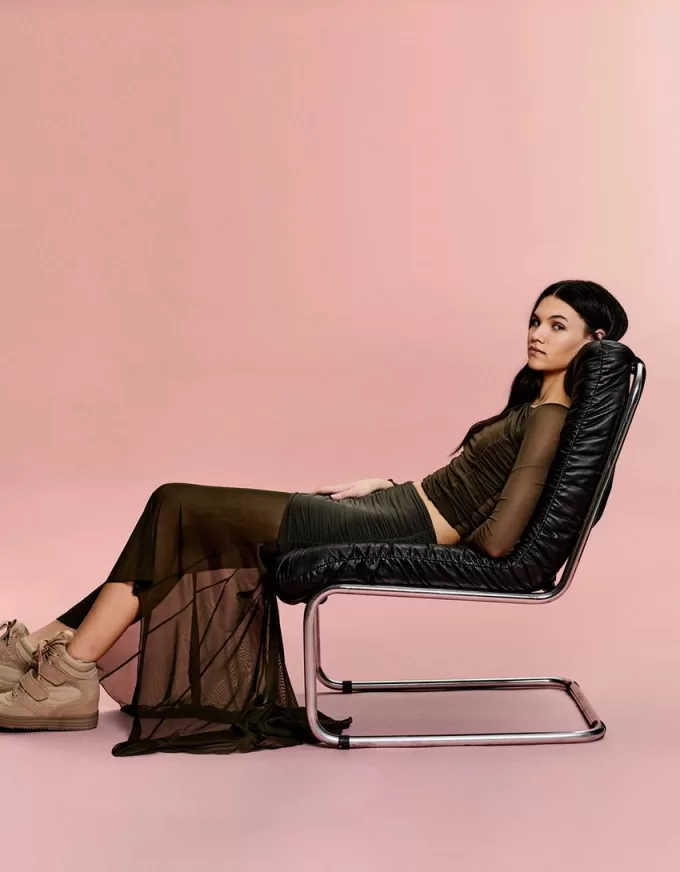 BERSHKA SERIES gathered tulle midi skirt BERSHKA SERIES gathered tulle midi skirt