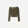 BERSHKA SERIES long sleeve gathered tulle T-shirt