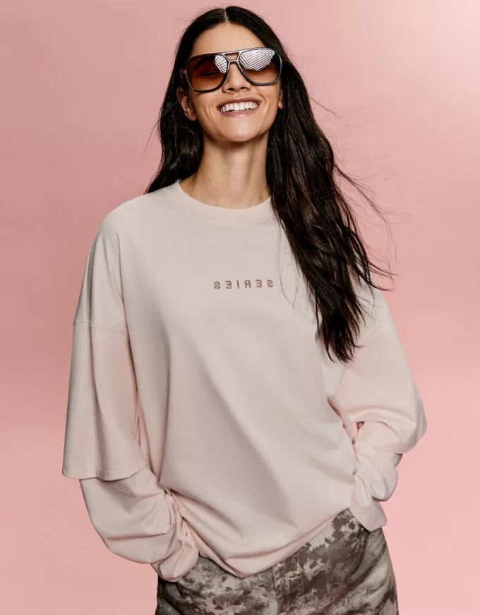 BERSHKA SERIES print double-sleeve T-shirt BERSHKA SERIES print double-sleeve T-shirt