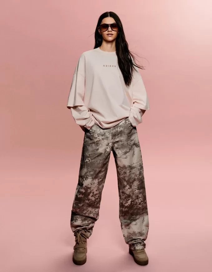 BERSHKA SERIES print double-sleeve T-shirt BERSHKA SERIES print double-sleeve T-shirt