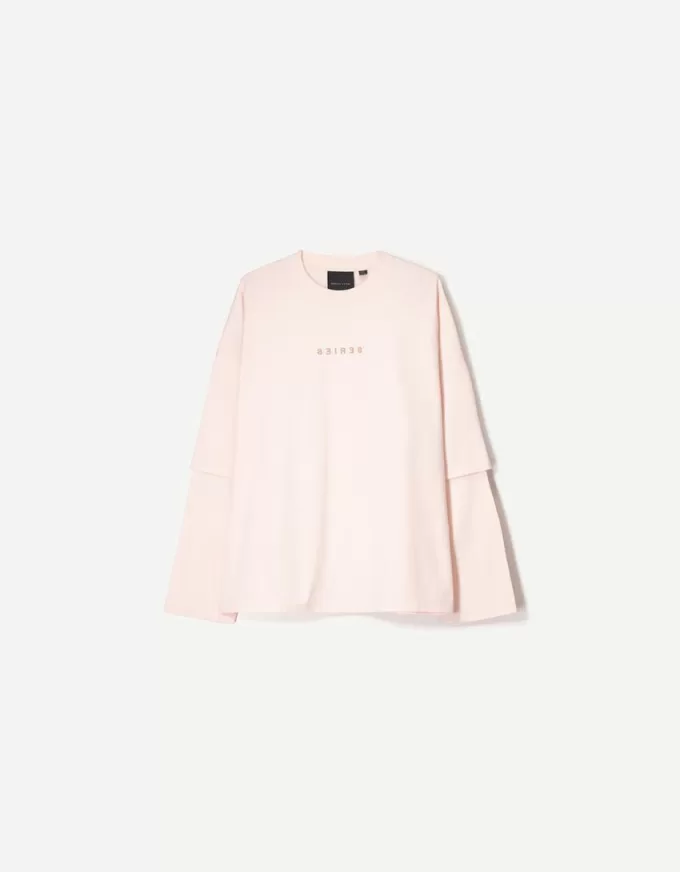 BERSHKA SERIES print double-sleeve T-shirt BERSHKA SERIES print double-sleeve T-shirt