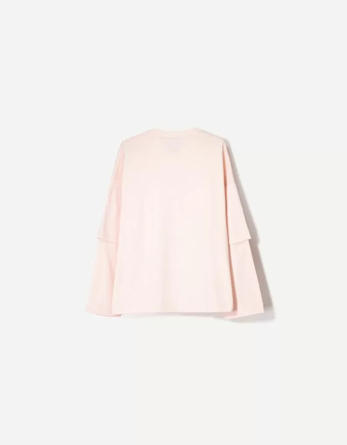 BERSHKA SERIES print double-sleeve T-shirt BERSHKA SERIES print double-sleeve T-shirt