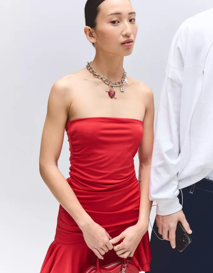 BERSHKA SERIES ruffled draped mini dress