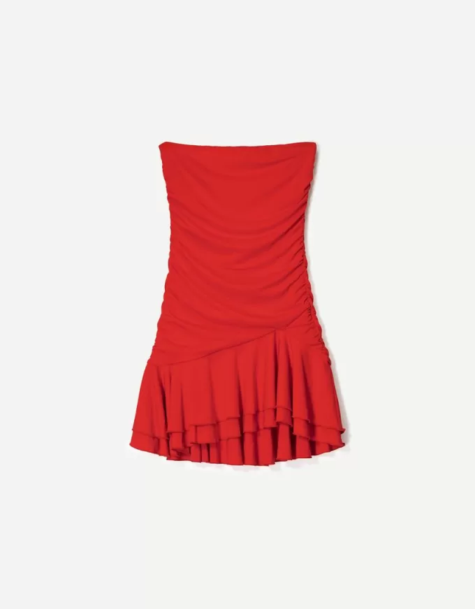BERSHKA SERIES ruffled draped mini dress
