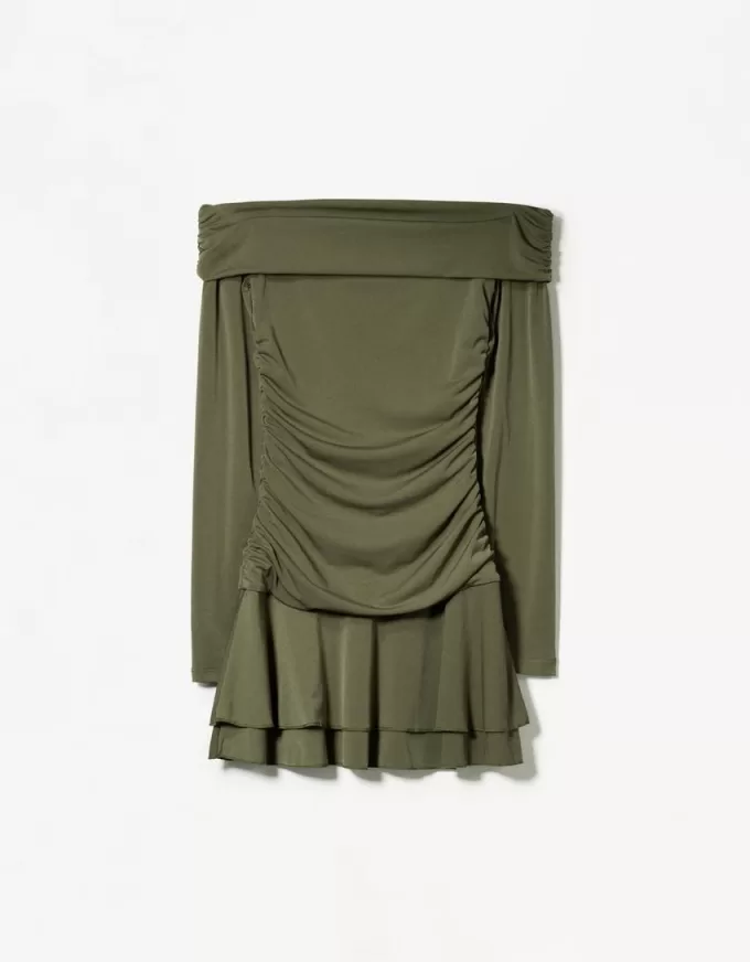 BERSHKA SERIES ruffled long sleeve mini dress BERSHKA SERIES ruffled long sleeve mini dress