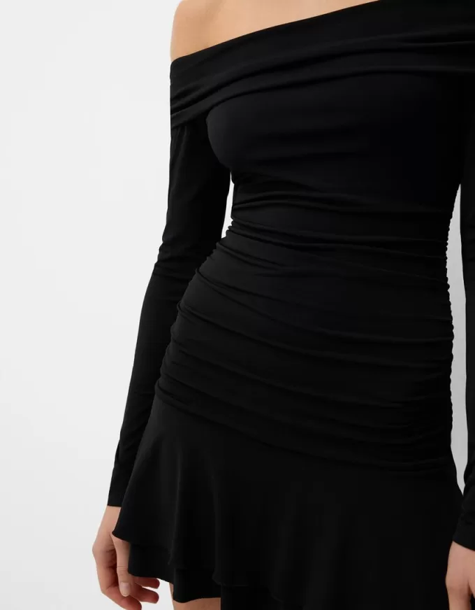 BERSHKA SERIES ruffled long sleeve mini dress BERSHKA SERIES ruffled long sleeve mini dress