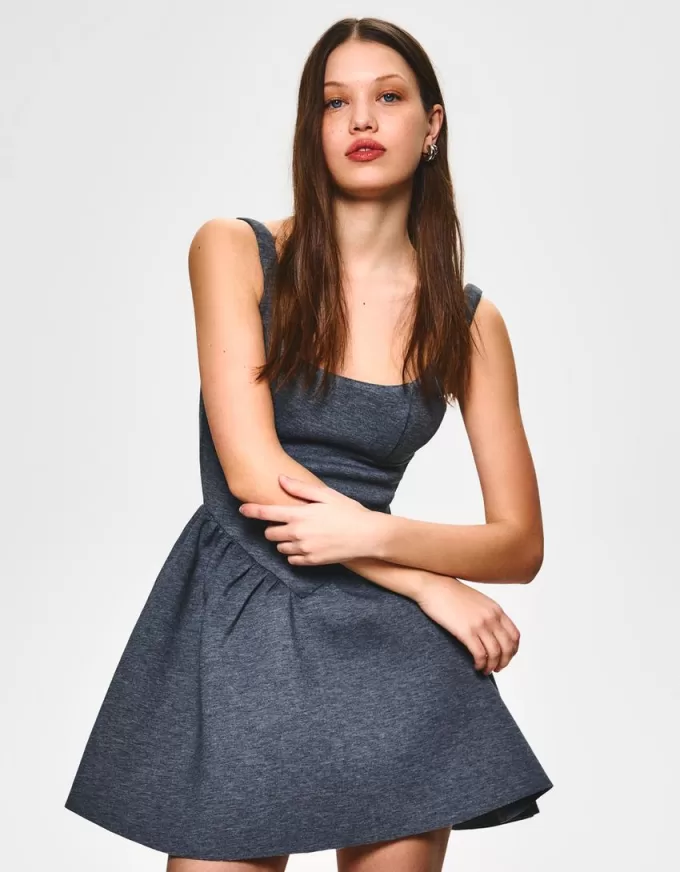 BERSHKA SERIES voluminous neoprene-effect skirt dress BERSHKA SERIES voluminous neoprene-effect skirt dress