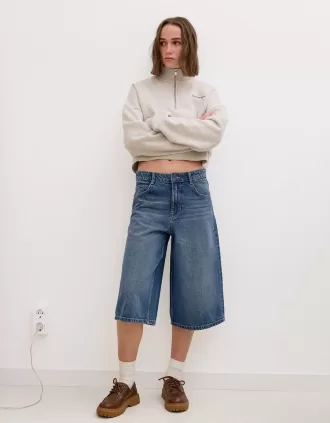 Baggy denim Bermuda shorts