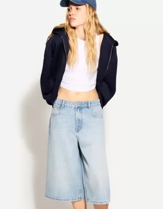 Baggy denim Bermuda shorts