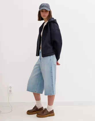 Baggy denim Bermuda shorts