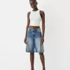 Baggy denim cargo Bermuda shorts