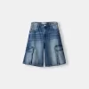Baggy denim cargo Bermuda shorts