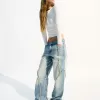 Baggy jeans with fringing Baggy jeans with fringing