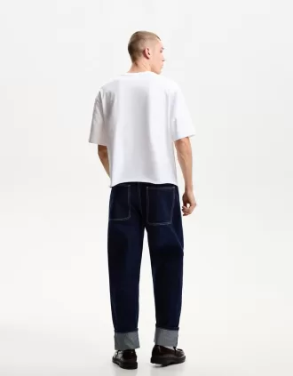 Baggy jeans with turn-up hems