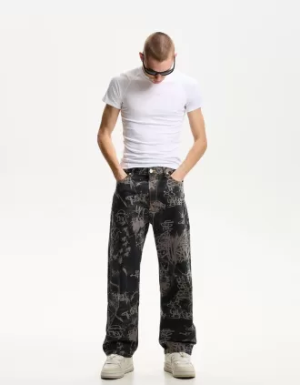 Baggy printed jeans
