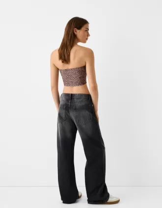 Bandeau top with turn-up hem