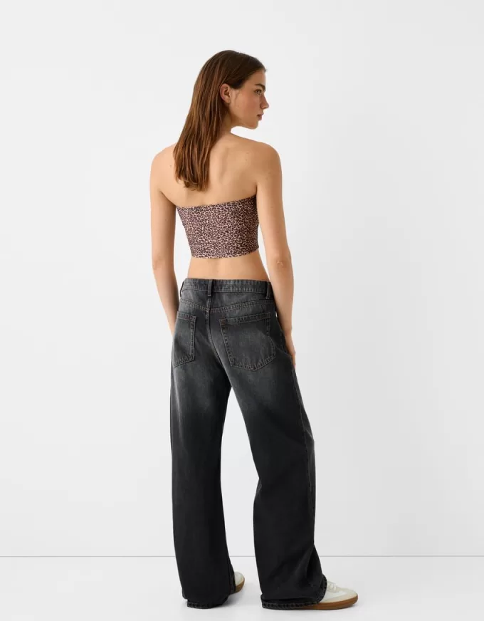 Bandeau top with turn-up hem Bandeau top with turn-up hem