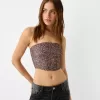 Bandeau top with turn-up hem Bandeau top with turn-up hem