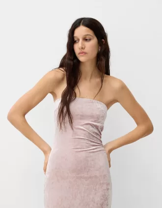 Bandeau velvet midi dress